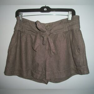 Women's Brown Linen Shorts